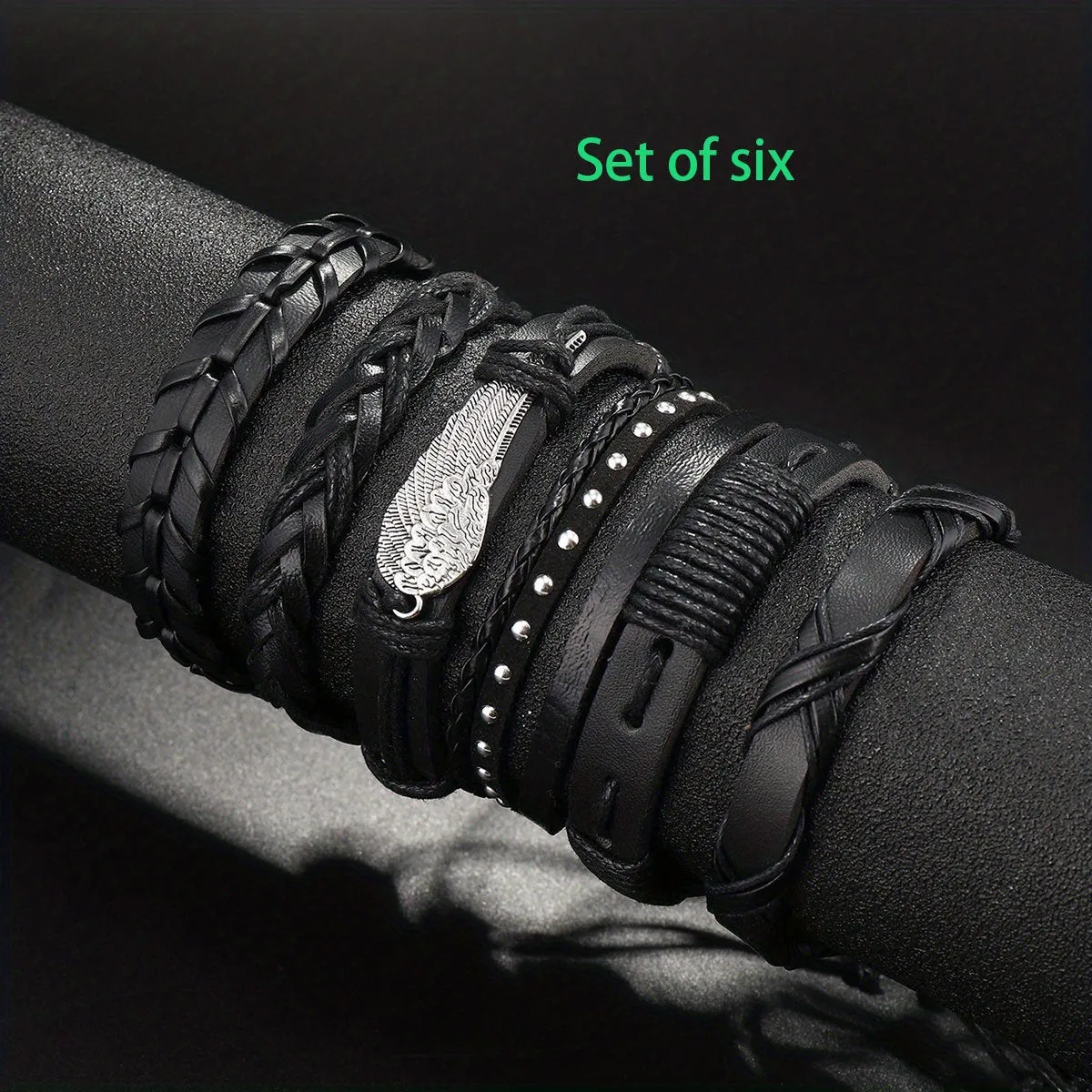 5pcs Retro Hand-woven PU Leather Bracelet Set