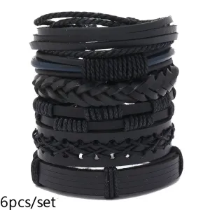 6pcs Men's Vintage Casual Suit Woven Bracelet Set