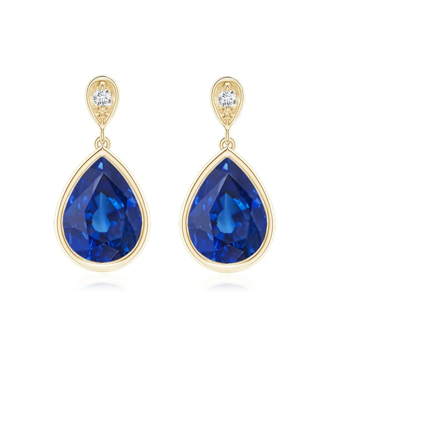 6X4 MM Pear Bezel Set Blue Cz  925 Sterling Silver Tear Drop Earring