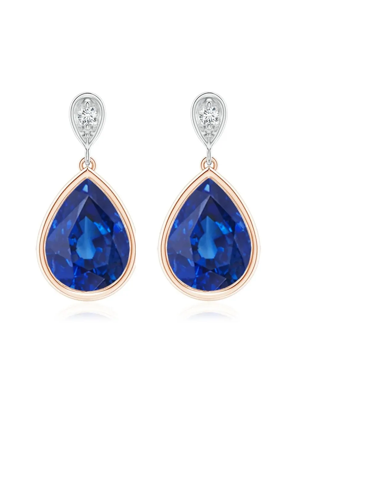 6X4 MM Pear Bezel Set Blue Cz  925 Sterling Silver Tear Drop Earring