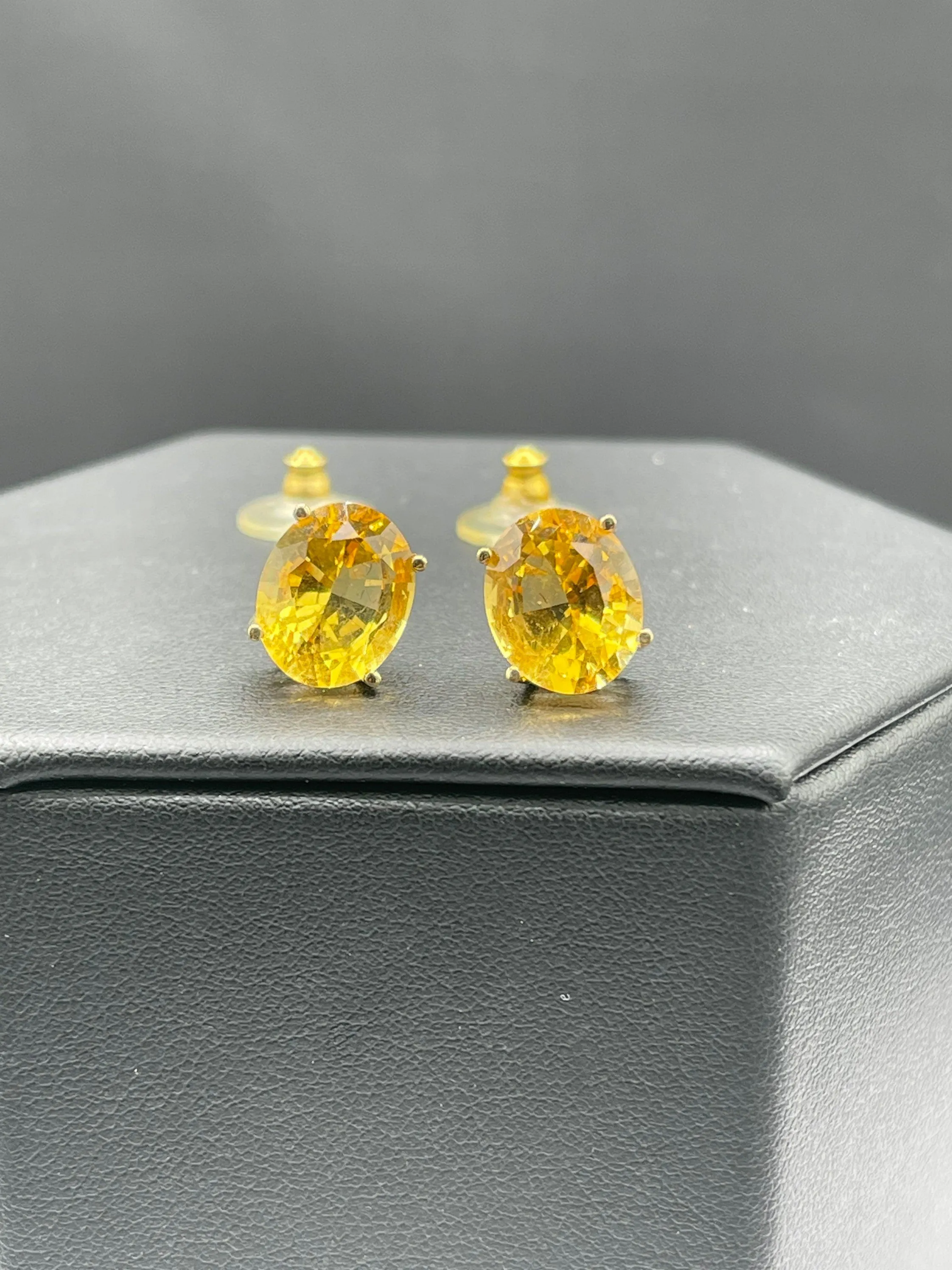 8.70 Carat Natural Citrine 14k Yellow Gold Stud Earrings