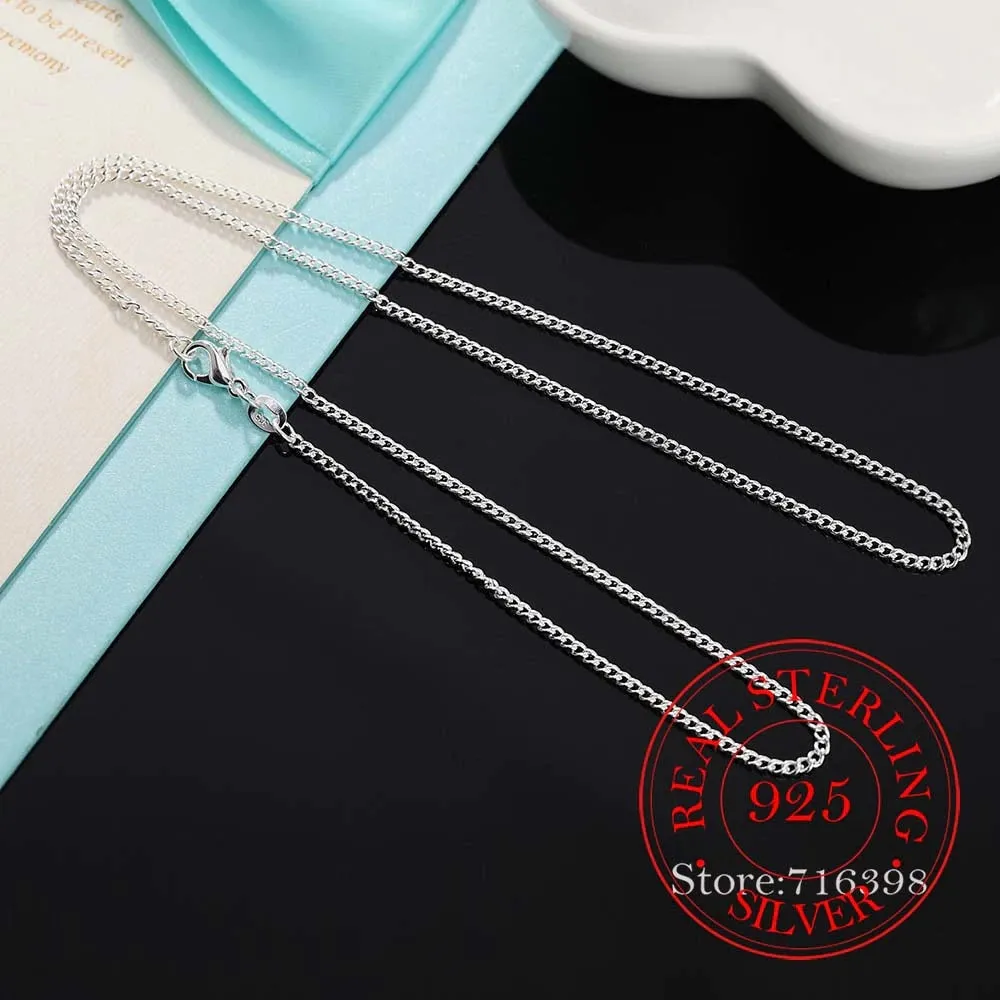 925 Sterling Silver 16-30 inch Thin Side Chain Necklace for Women and Kids