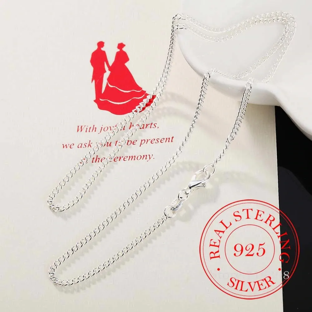 925 Sterling Silver 16-30 inch Thin Side Chain Necklace for Women and Kids