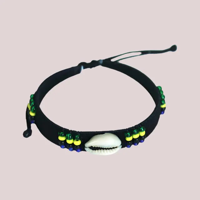 African Kenyan Rasta Threaded Cowry Shell Bracelet Set of 6