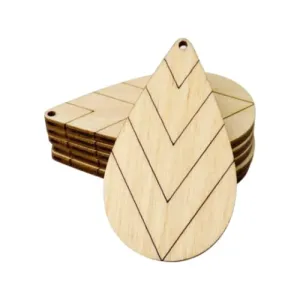 ALL SIZES BULK (12pc to 100pc) Unfinished Wood Cutout Wide Chevron Lines Sectioned Teardrop Tear Drop Earring Jewelry Blanks Crafts Made in Texas