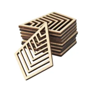 ALL SIZES BULK (12pc to 100pc) Unfinished Wood Laser Cutout Diamond Shape with Chevron Lines Cutouts Dangle Earring Jewelry Blanks Shape Crafts Made