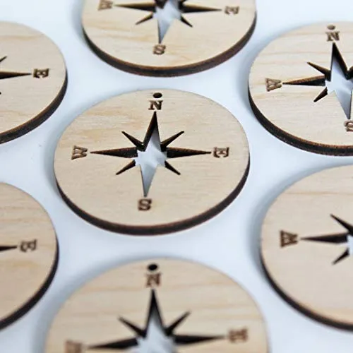 ALL SIZES BULK (12pc to 100pc) Unfinished Wood Wooden Compass Hoop Star Cutout Laser Dangle Earring Jewelry Blanks Charms Ornaments Shape Crafts Made