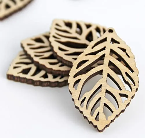 ALL SIZES BULK (12pc to 100pc) Unfinished Wood Wooden Laser Cutout Leaf Leaves Dangle Earring Jewelry Blanks Shape Crafts Made in Texas