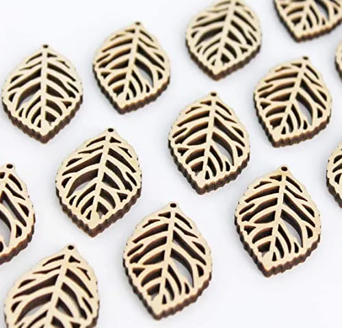 ALL SIZES BULK (12pc to 100pc) Unfinished Wood Wooden Laser Cutout Leaf Leaves Dangle Earring Jewelry Blanks Shape Crafts Made in Texas