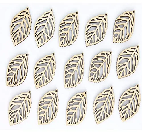 ALL SIZES BULK (12pc to 100pc) Unfinished Wood Wooden Laser Cutout Leaf Leaves Dangle Earring Jewelry Blanks Shape Crafts Made in Texas