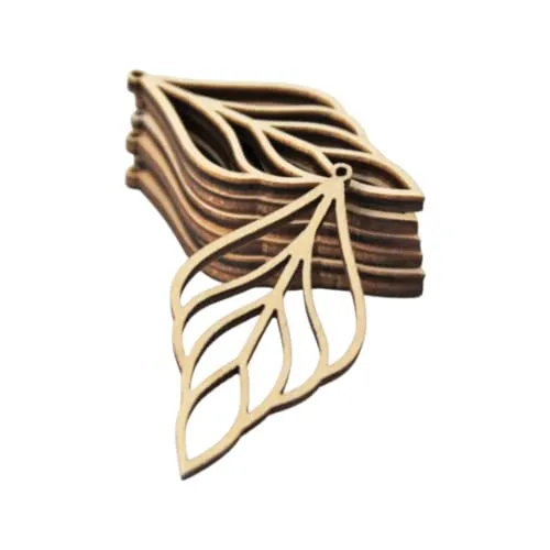 ALL SIZES BULK (12pc to 100pc) Unfinished Wood Wooden Laser Cutout Long Leaf Dangle Earring Jewelry Blanks Shape Crafts Made in Texas