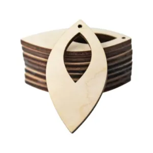 ALL SIZES BULK (12pc to 100pc) Unfinished Wood Wooden Laser Cutout Pointed Oval with Cutout Dangle Earring Jewelry Blanks Charms Ornaments Shape