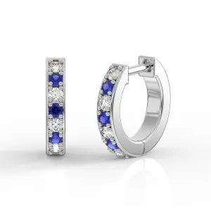 Alternating Diamond and Gemstone Huggies