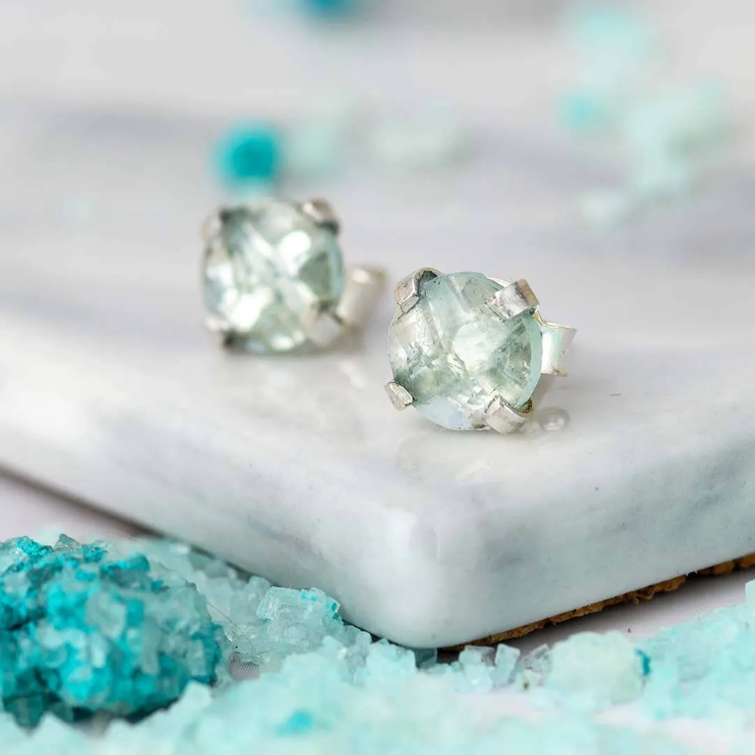 Aquamarine Stud Earrings Sterling Silver