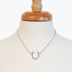 Ava - Horseshoe Pendant and Double Chain Sterling Silver Necklace