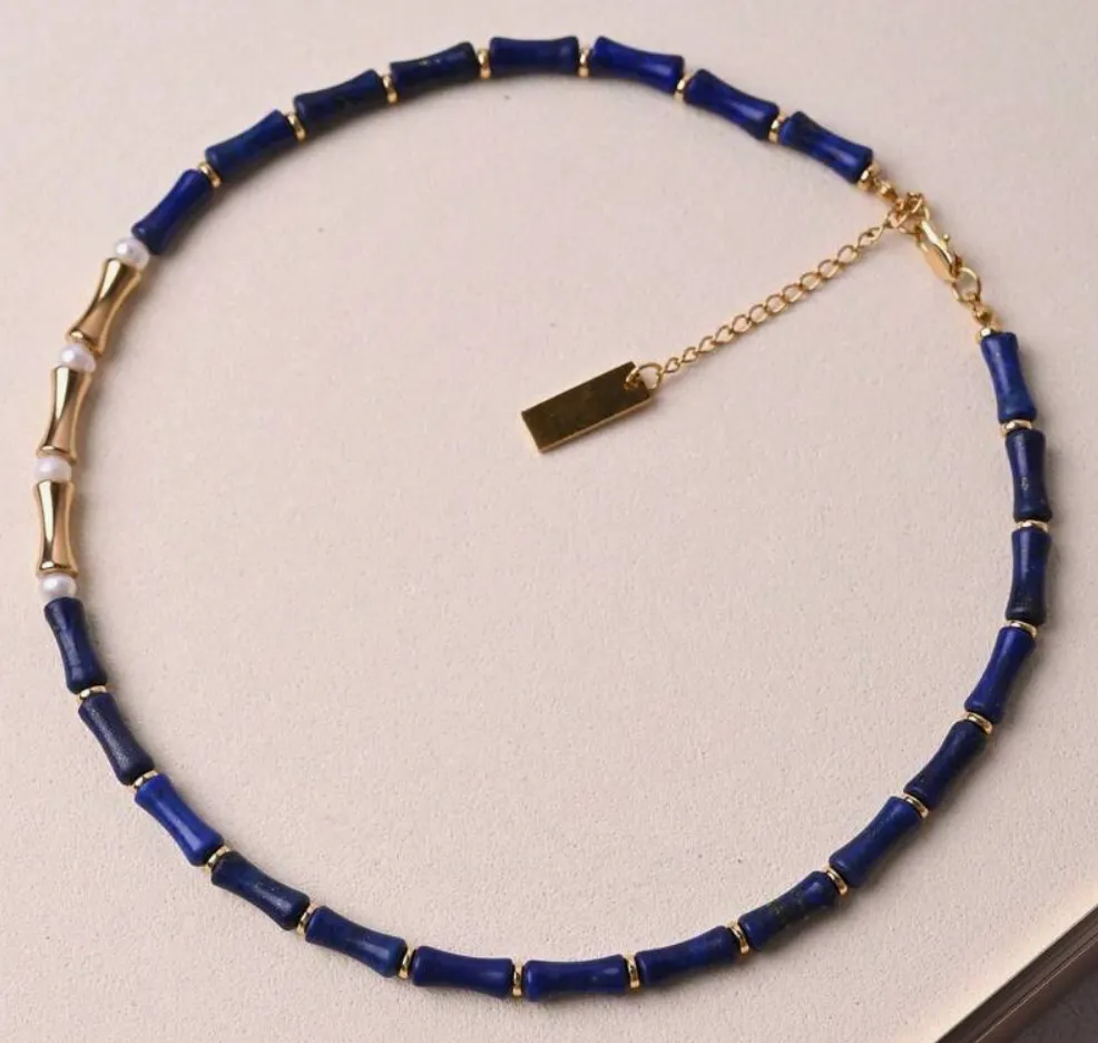 Bella Bamboo Necklace Navy