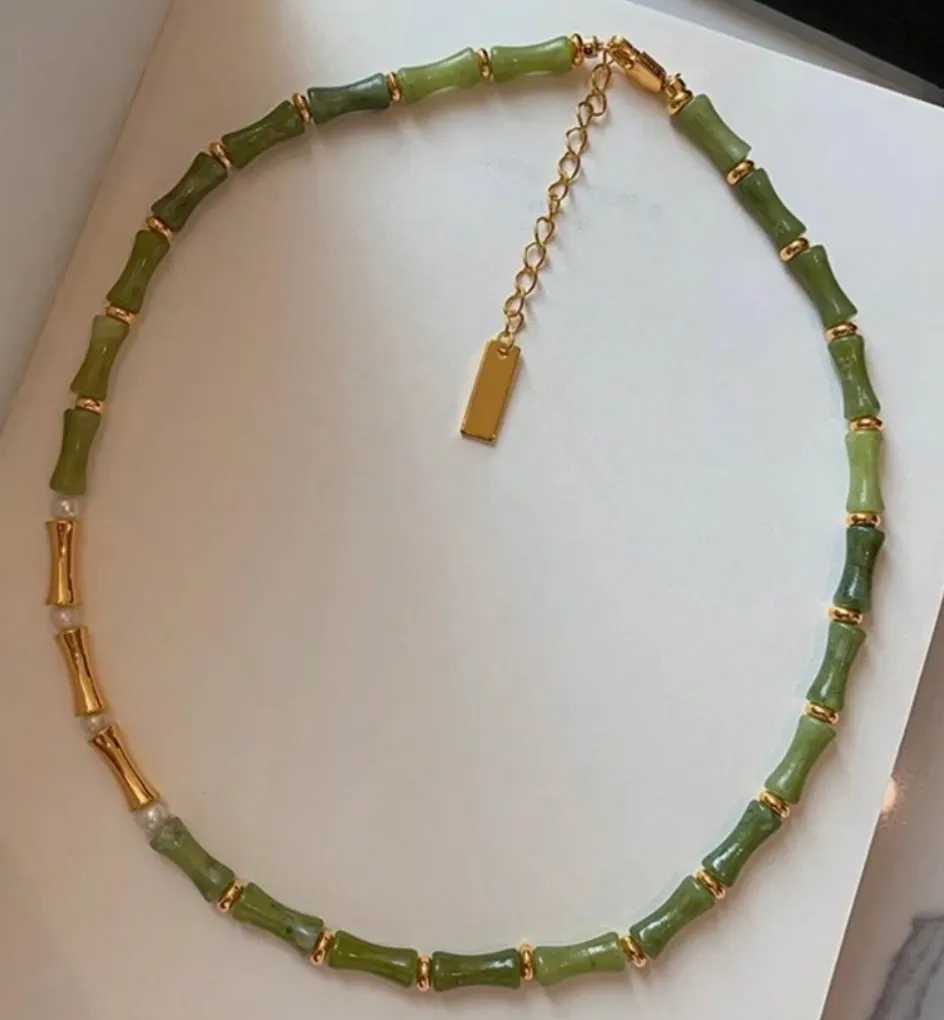 Bella Bamboo Necklace Olive Green