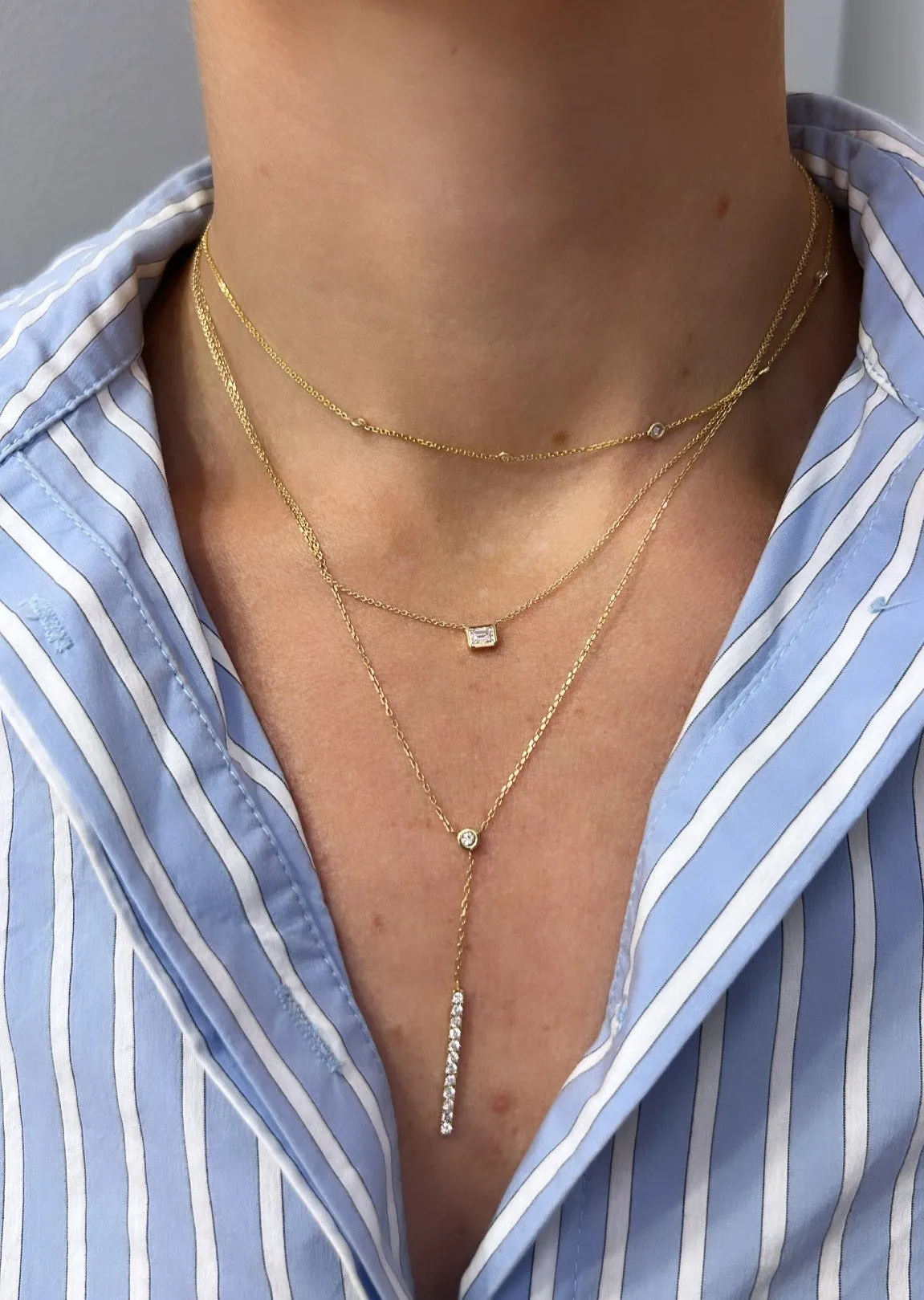 Bezel Emerald Diamond Necklace