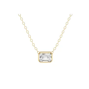 Bezel Emerald Diamond Necklace