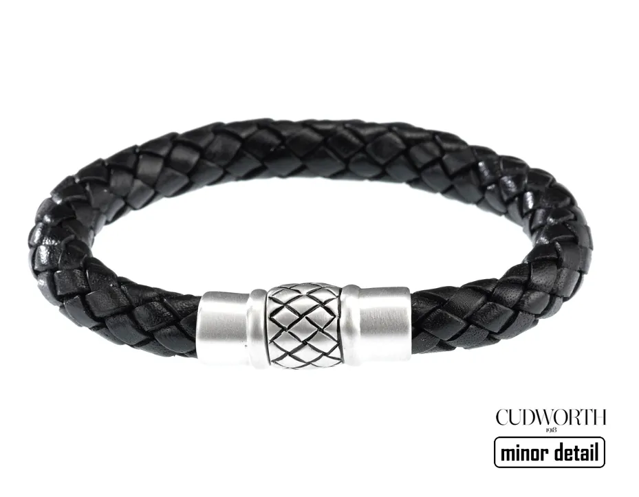 Black Leather Bracelet 925 Silver Clasp