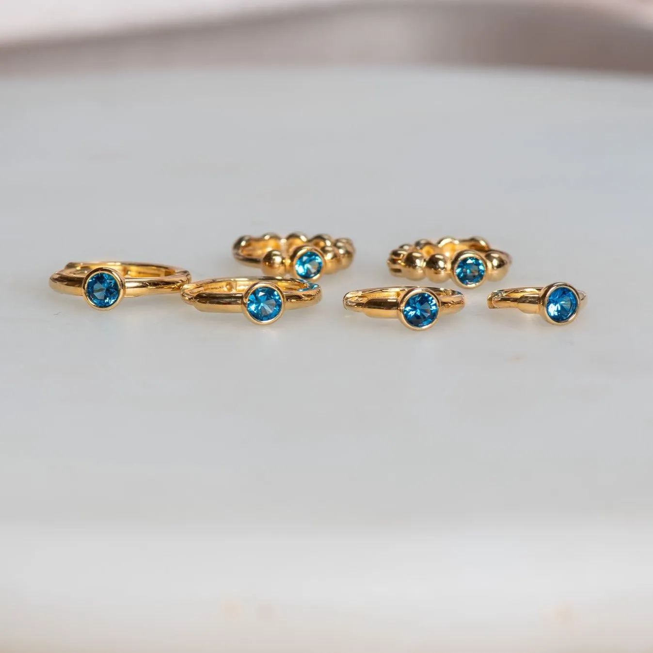 Blue Topaz Beaded Hoop