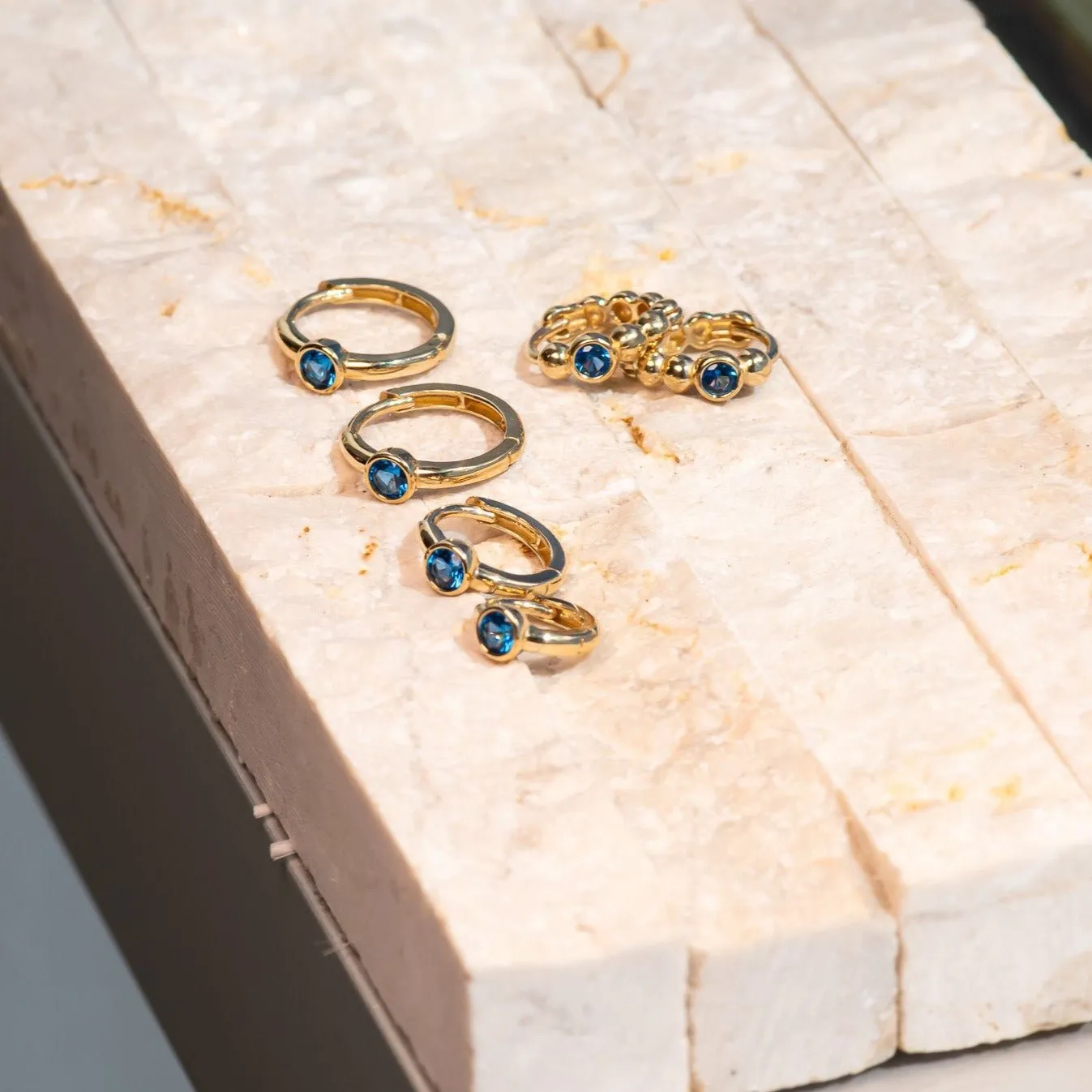 Blue Topaz Beaded Hoop