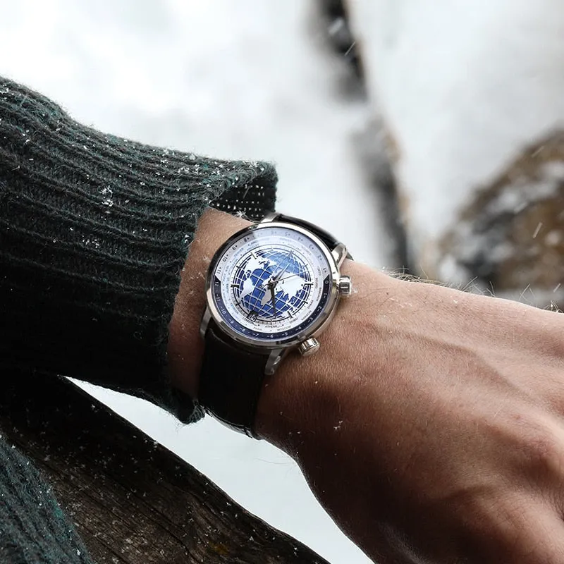 Blue World Map Luxury Aviator Men’s Watch