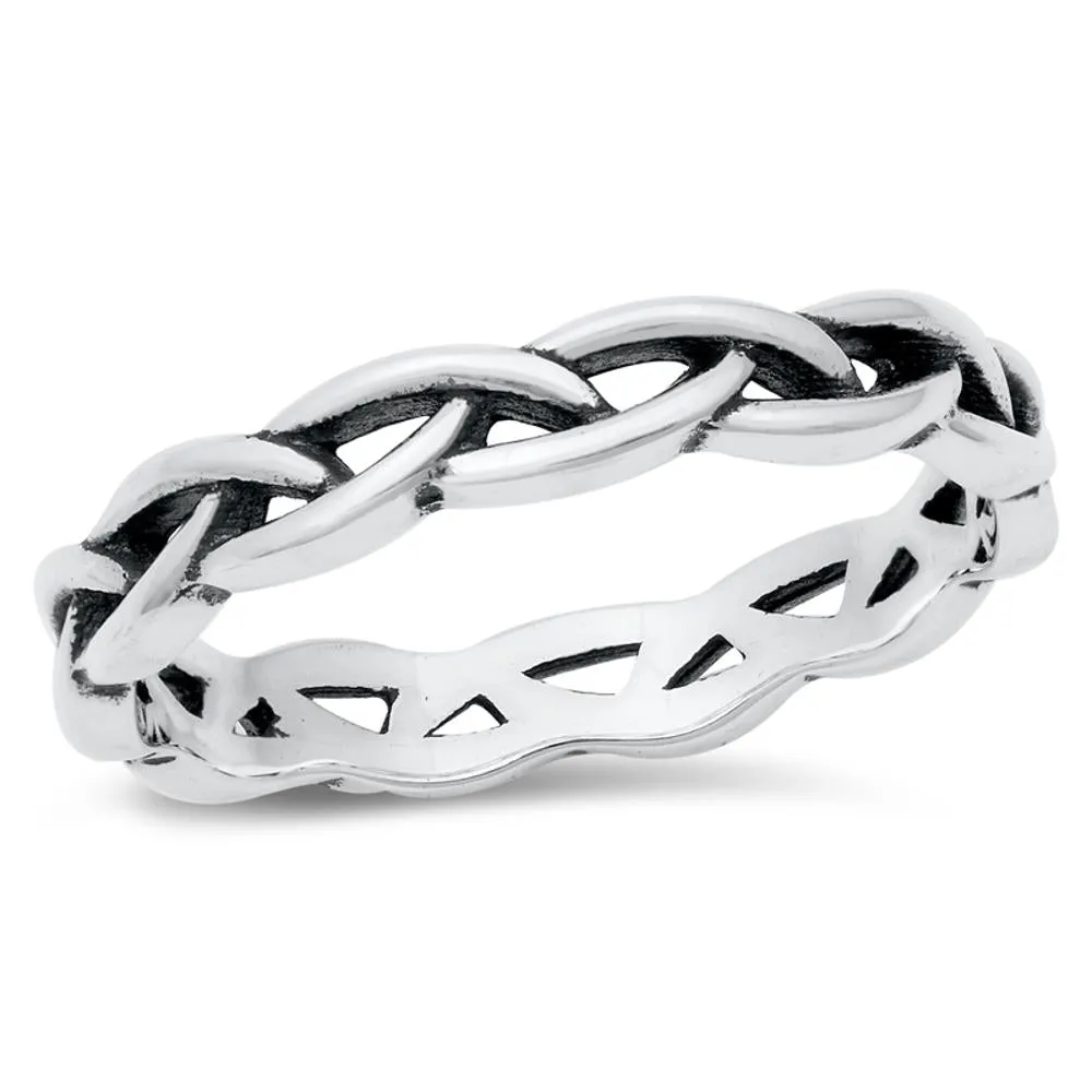 Braided Rope Beautiful Ring New .925 Sterling Silver Band Sizes 5-10