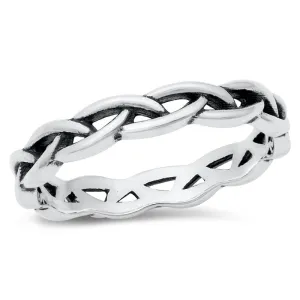 Braided Rope Beautiful Ring New .925 Sterling Silver Band Sizes 5-10
