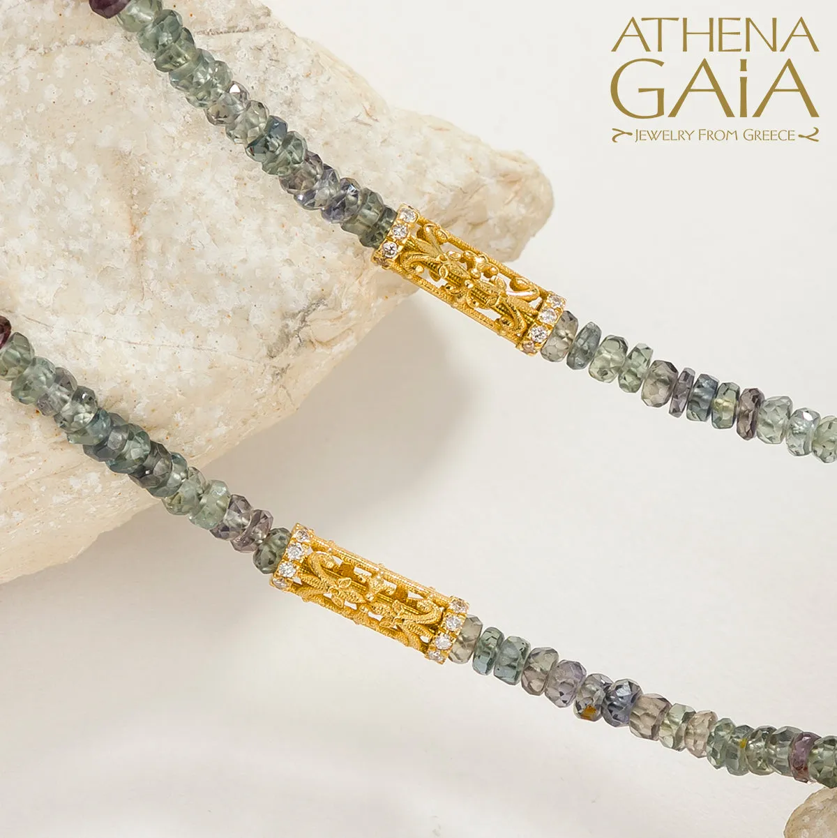 Byzantine Embroidery Narrow River Necklace