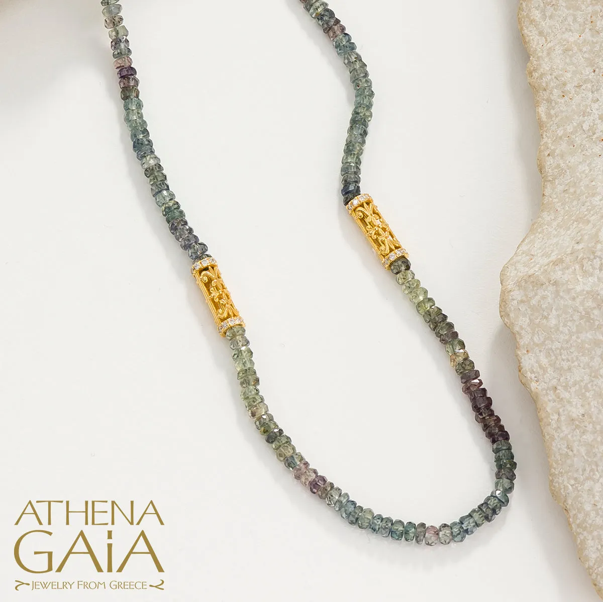 Byzantine Embroidery Narrow River Necklace