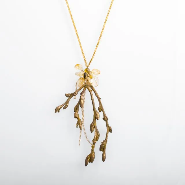 Cast Branch Pendant with Citrines and Garnets