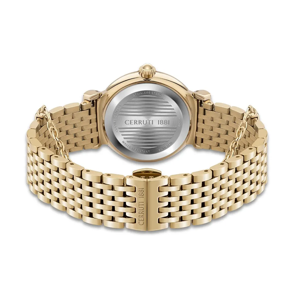 Cerruti Corniglia Women's Analog Black Dial Gold Plated Watch