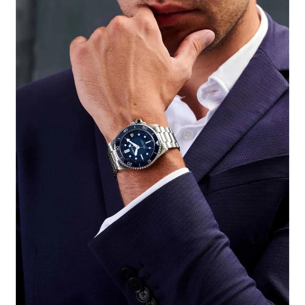 Cerruti Pesaro Gents Blue Dial Silver Stainless Steel Watch