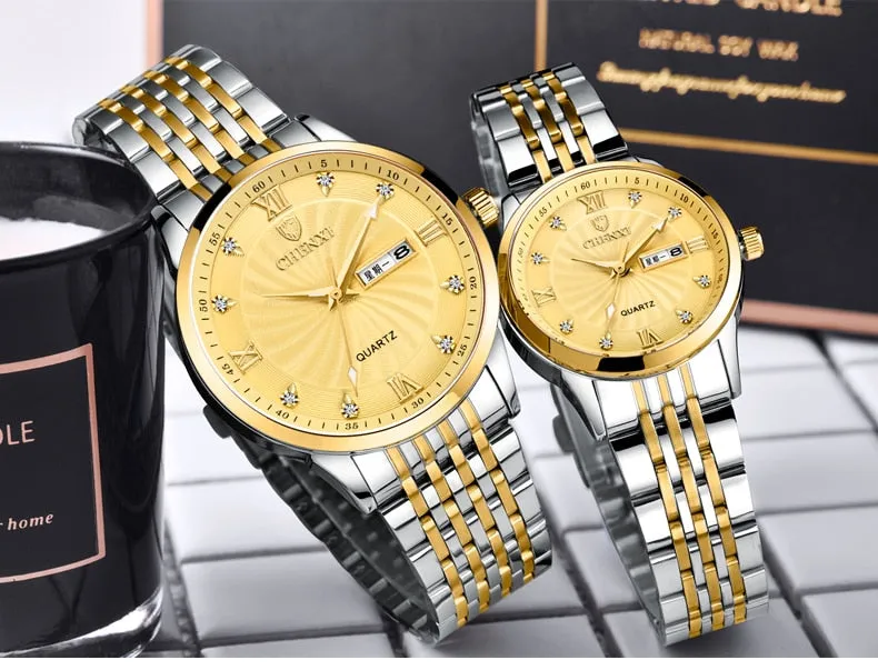 CHENXI New Couple Watches Luxury Brand Women or Men Watches Quartz Date week Clock Wristwatches Female Waterproof Montre Femme