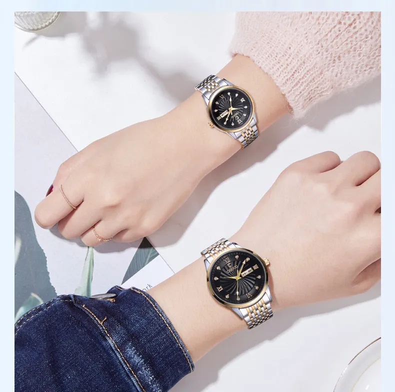 CHENXI New Couple Watches Luxury Brand Women or Men Watches Quartz Date week Clock Wristwatches Female Waterproof Montre Femme
