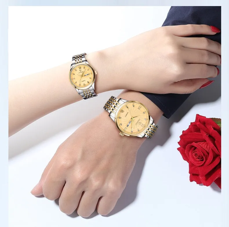 CHENXI New Couple Watches Luxury Brand Women or Men Watches Quartz Date week Clock Wristwatches Female Waterproof Montre Femme
