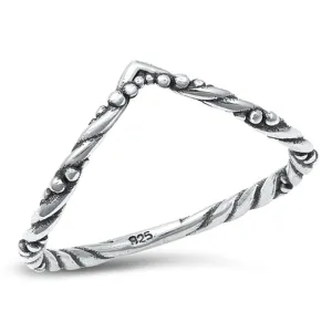 Chevron Thin V Shape Rope Beautiful Ring New 925 Sterling Silver Band Sizes 4-10