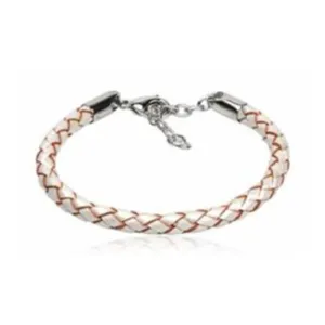 Children's, Teens' and Mothers' Bracelets:  Woven Leather Extension Bracelets 18cm   2.5cm White - SPECIAL OFFER
