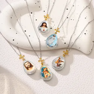 Christianartworkshop Simple Fashion Style Crystal Jesus Series Pendant Necklace