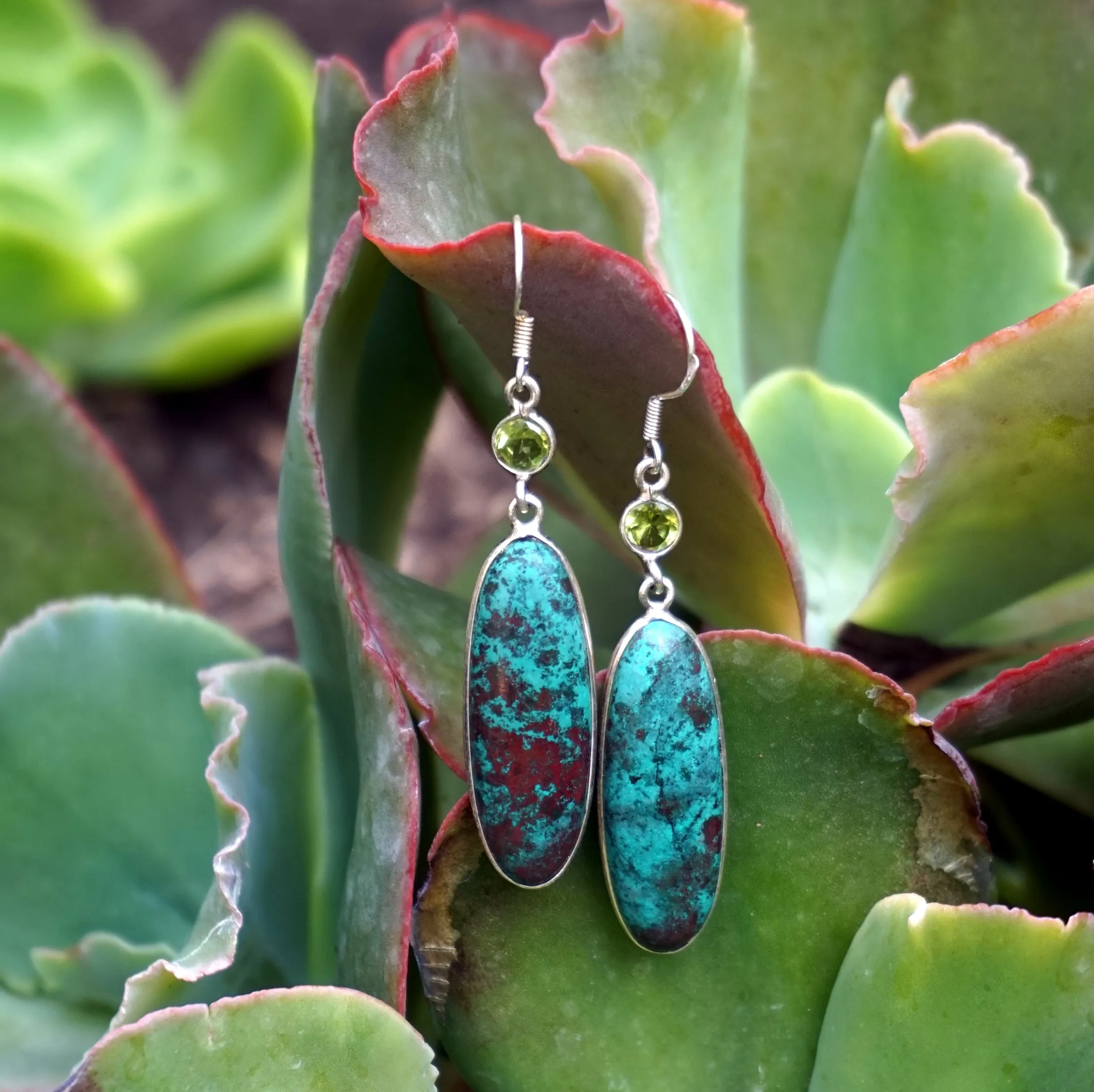 Chrysocolla Earring Set 1 with Peridot