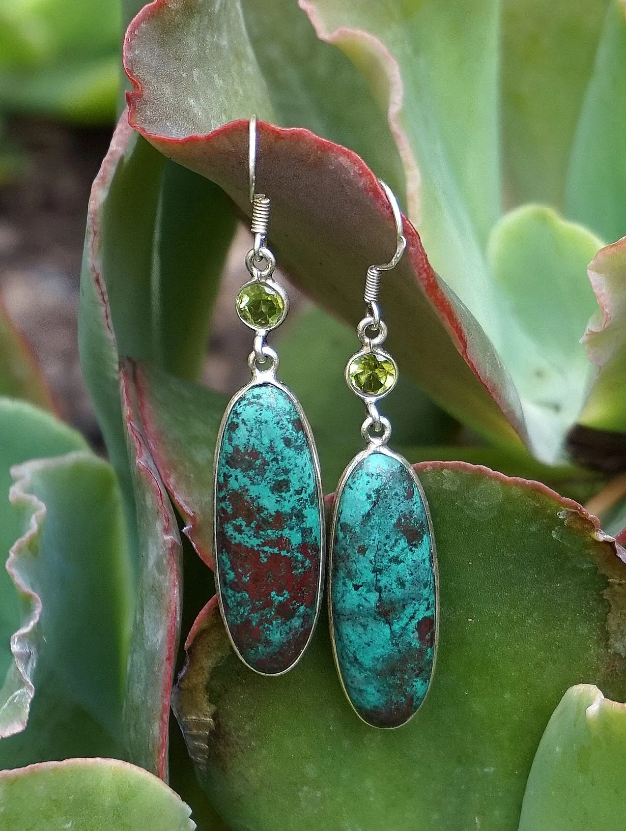Chrysocolla Earring Set 1 with Peridot
