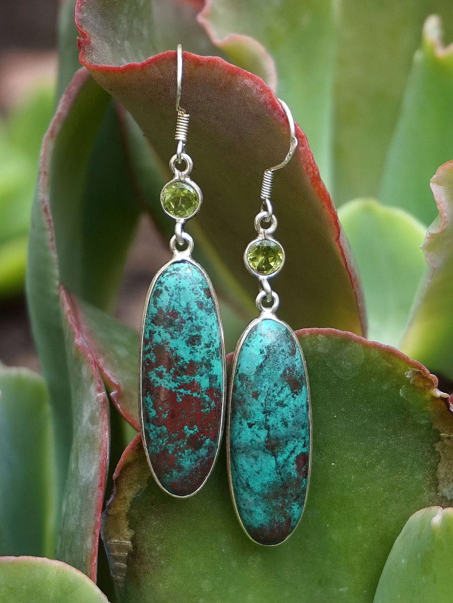 Chrysocolla Earring Set 1 with Peridot