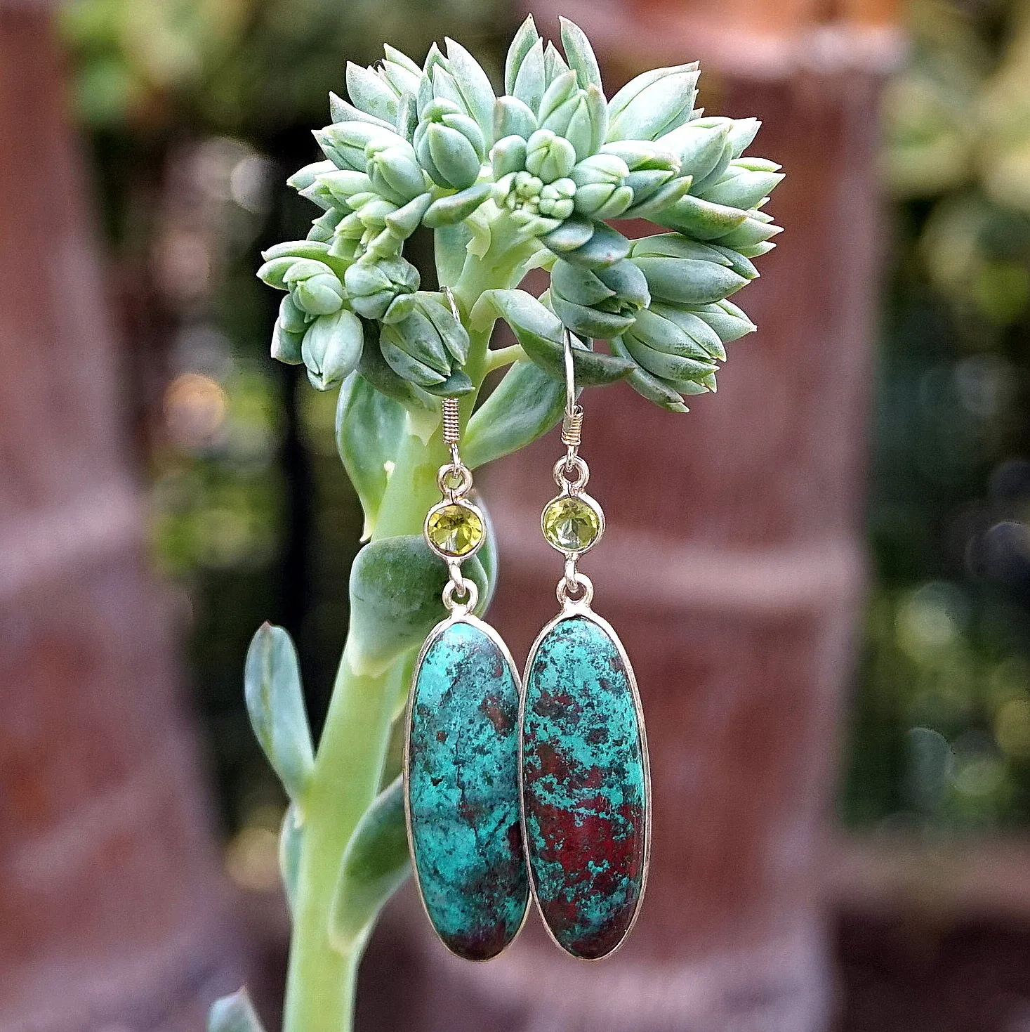 Chrysocolla Earring Set 1 with Peridot