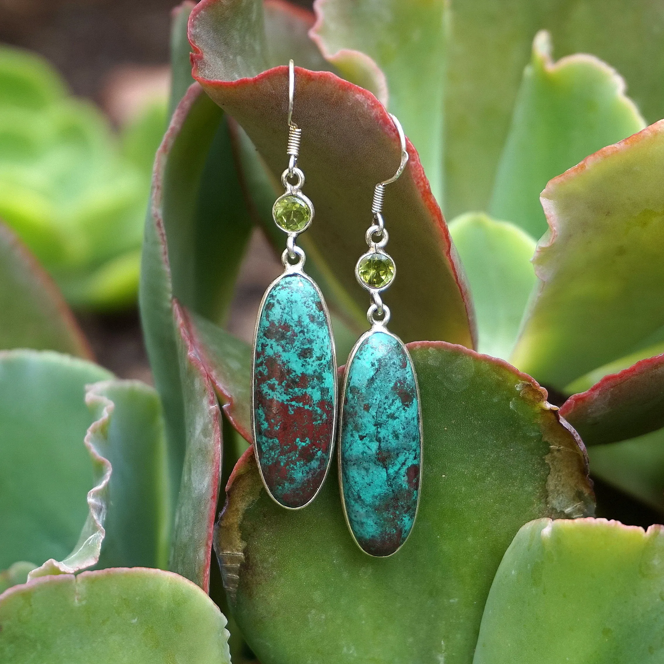 Chrysocolla Earring Set 1 with Peridot