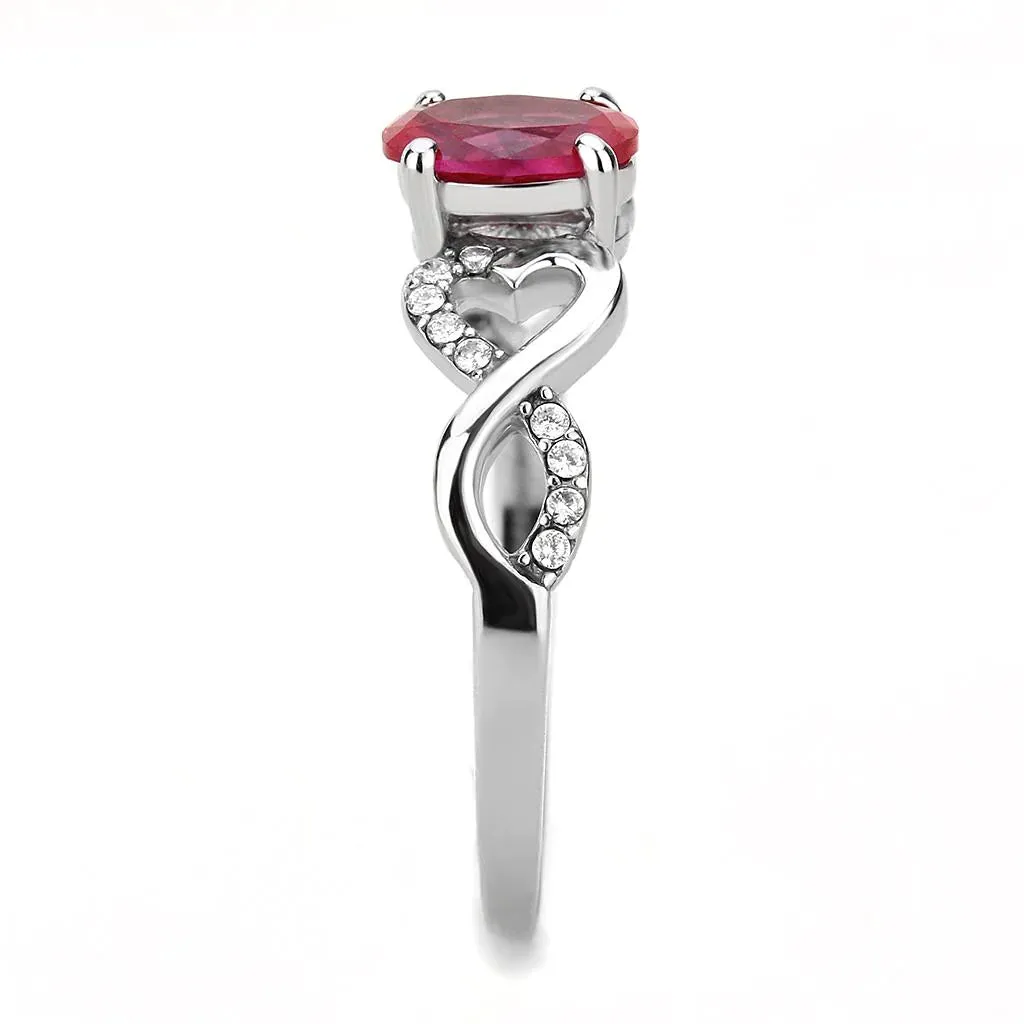 CJ119 Wholesale Women's Stainless Steel Ruby Red AAA Grade CZ Minimal Ring