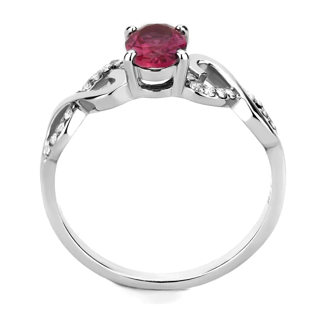 CJ119 Wholesale Women's Stainless Steel Ruby Red AAA Grade CZ Minimal Ring