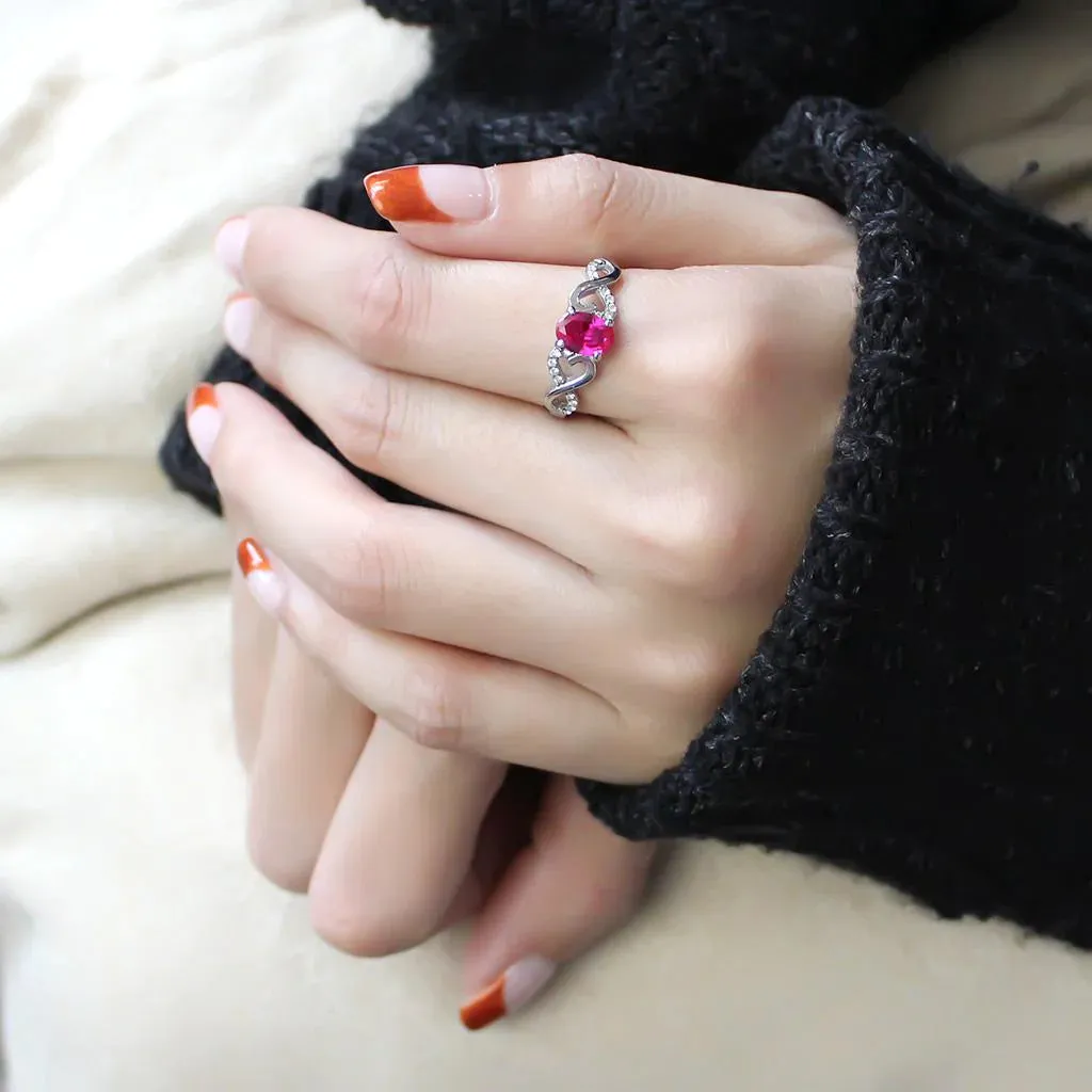 CJ119 Wholesale Women's Stainless Steel Ruby Red AAA Grade CZ Minimal Ring
