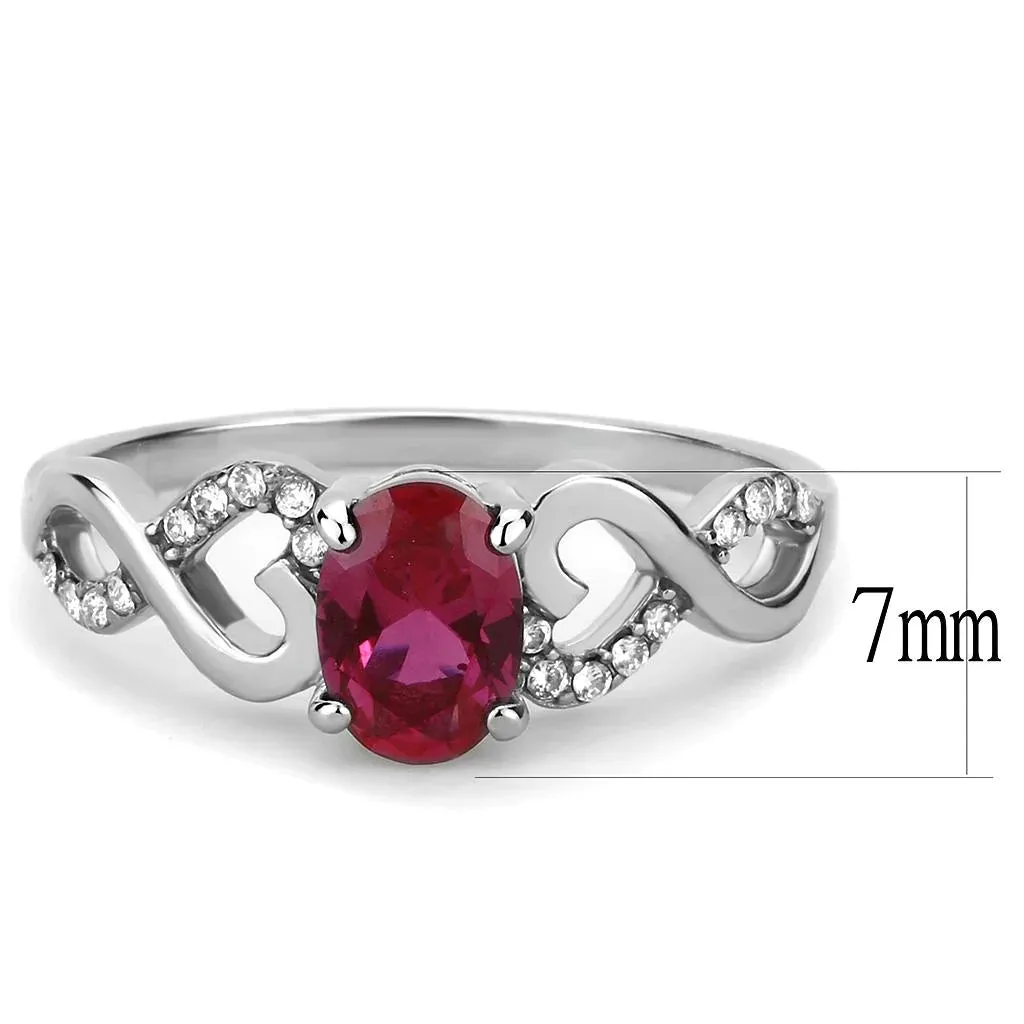 CJ119 Wholesale Women's Stainless Steel Ruby Red AAA Grade CZ Minimal Ring