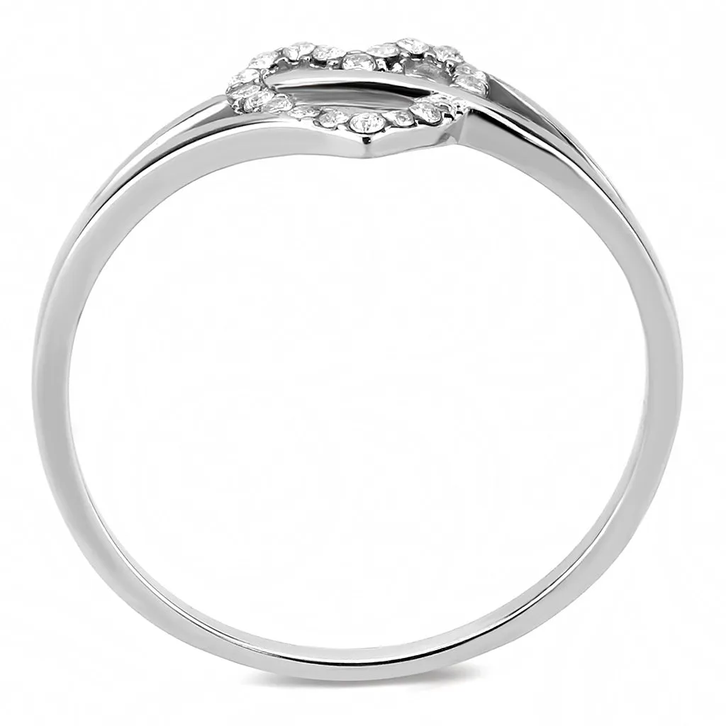 CJ259 Wholesale Women's Stainless Steel High polished AAA Grade CZ Clear Minimal Heart Ring